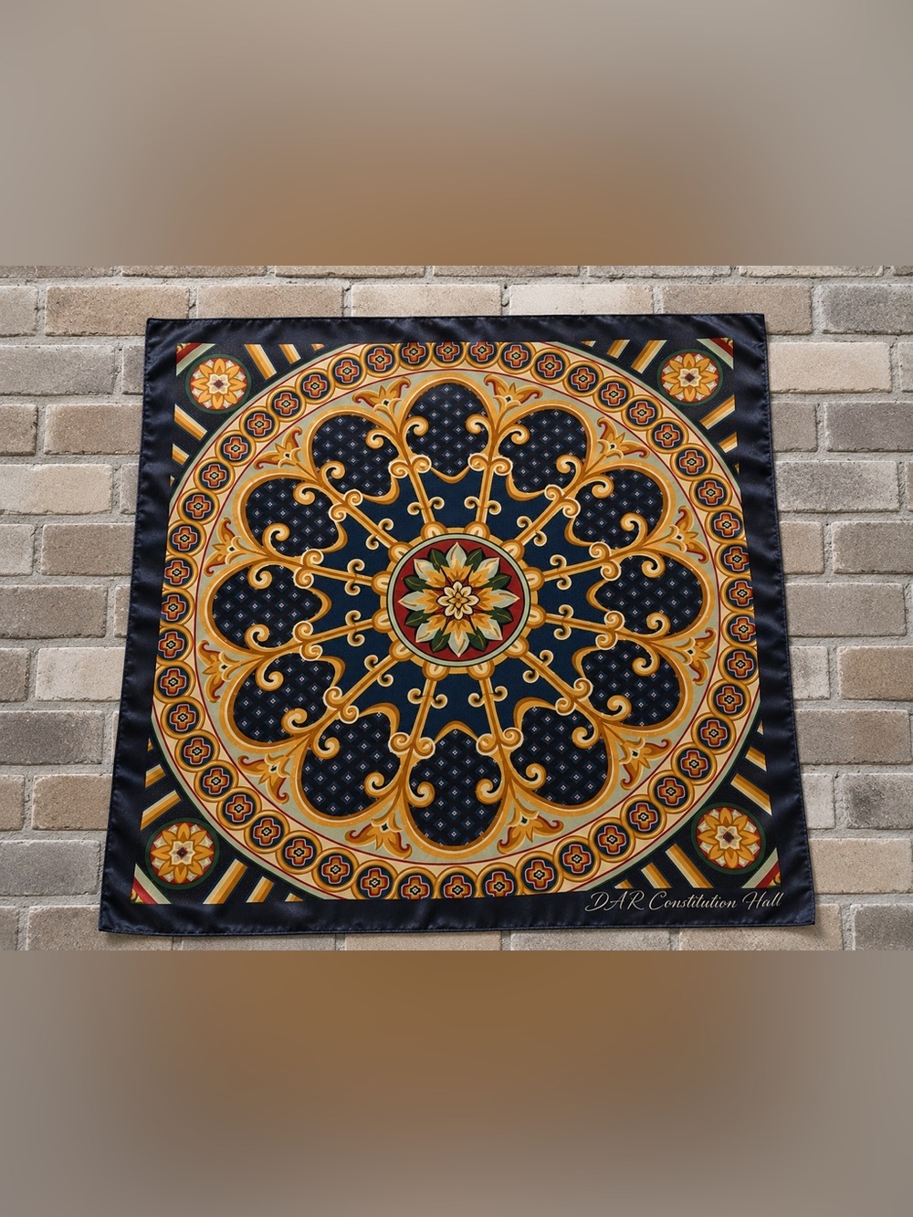 DAR Constitution Hall Our National Landmark 35” Medallion Square Scarf Vintage - Picture 2 of 3